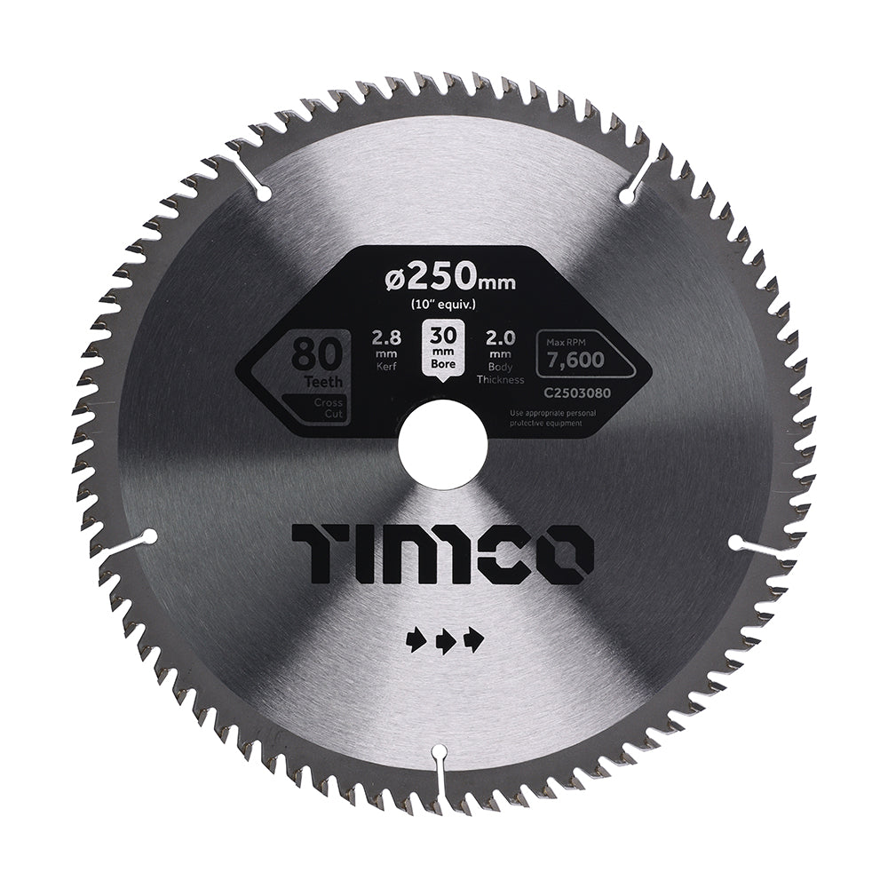 This is an image of Timco - Circular Saw Blade - Fine Trim/Finishing - Extra Fine 250 x 30 x 80T (1 Each Clamshell) C2503080