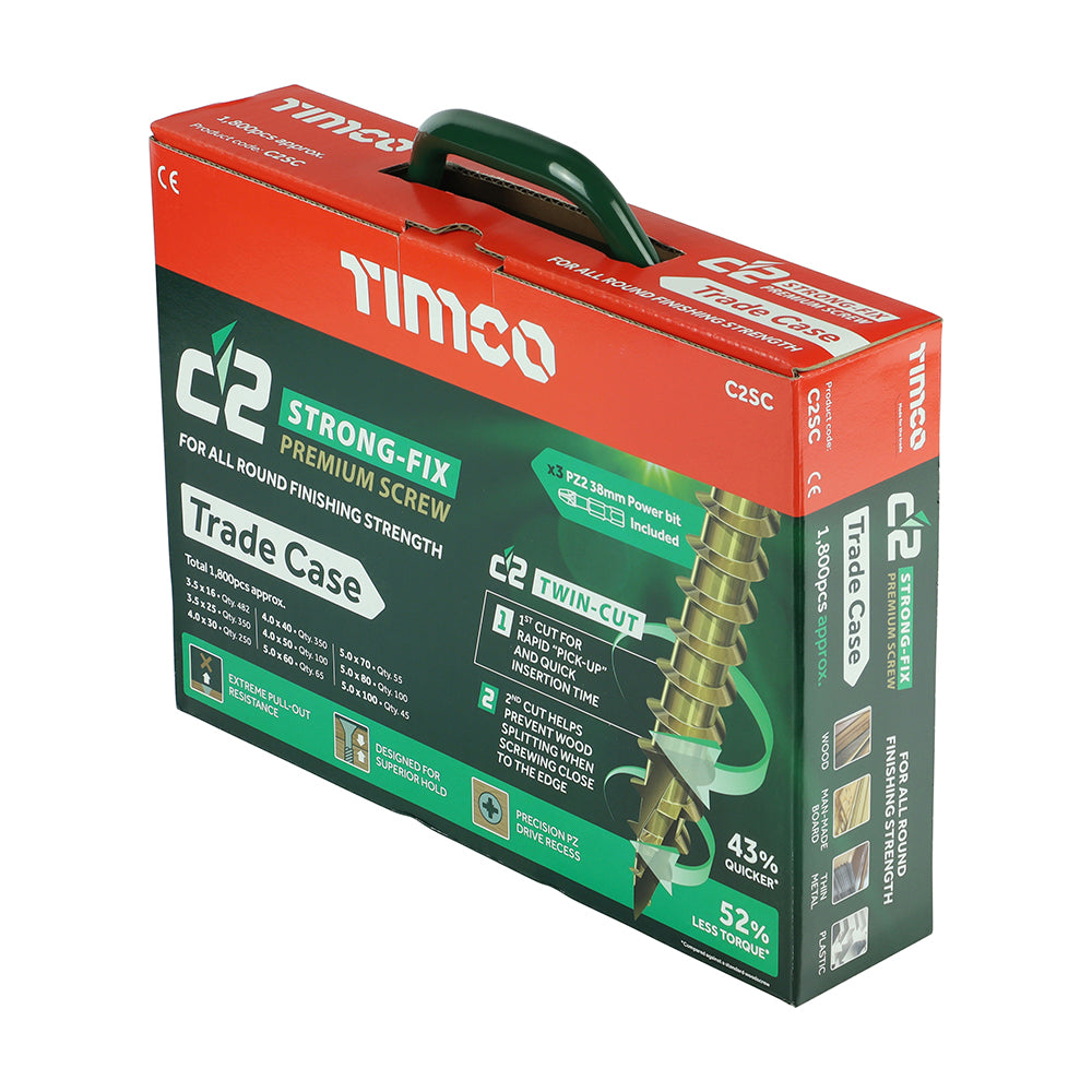 This is an image of Timco - C2 Strong-Fix Screws Trade Case - PZ - Double Countersunk - Yellow - (1798 PCS Case) C2SC