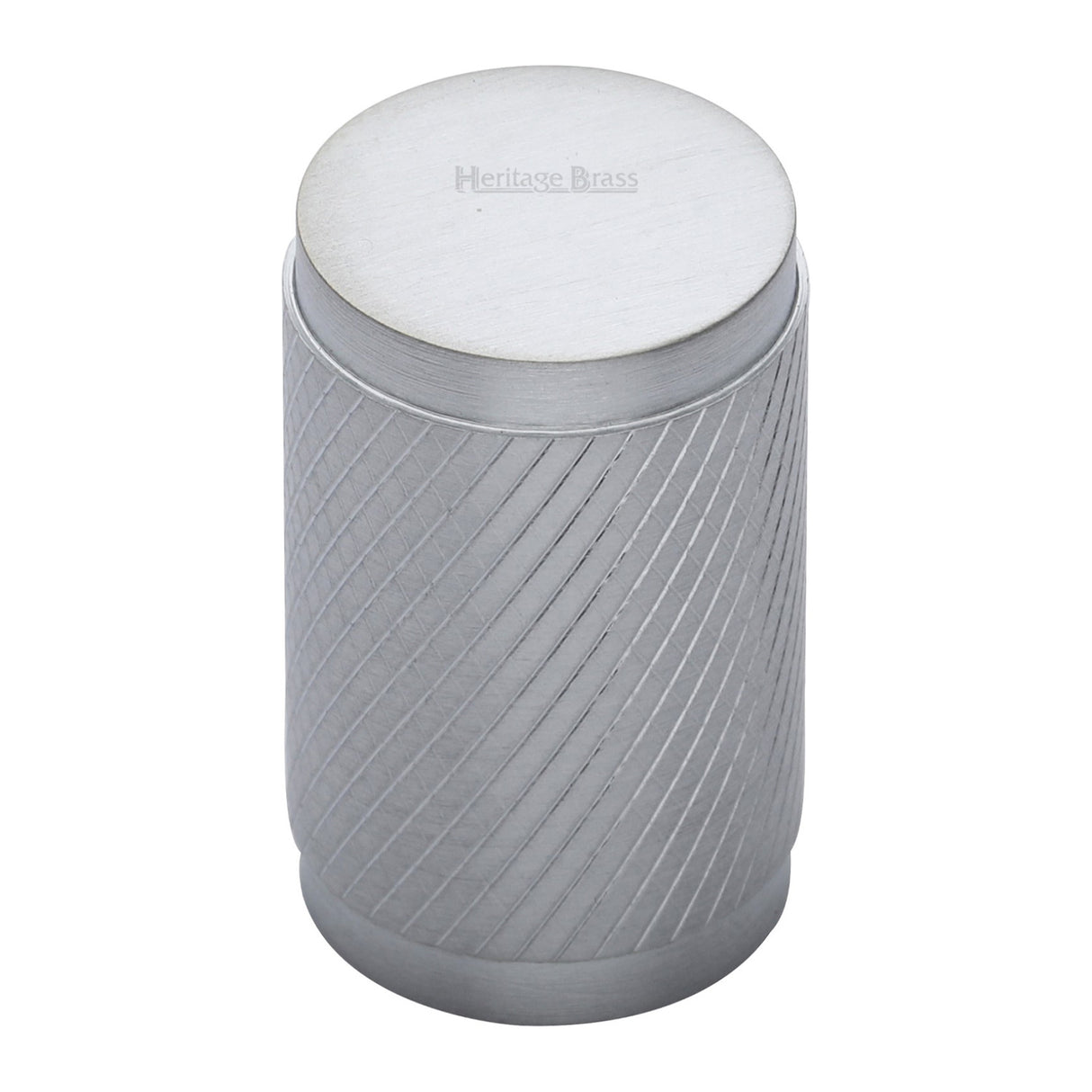 High quality image of the Heritage Brass Cabinet Knob Cylindric Knurled Design 21mm Satin Chrome Finish
| Sku. c3840-sc | Discounted prices available from Trade Door Handles