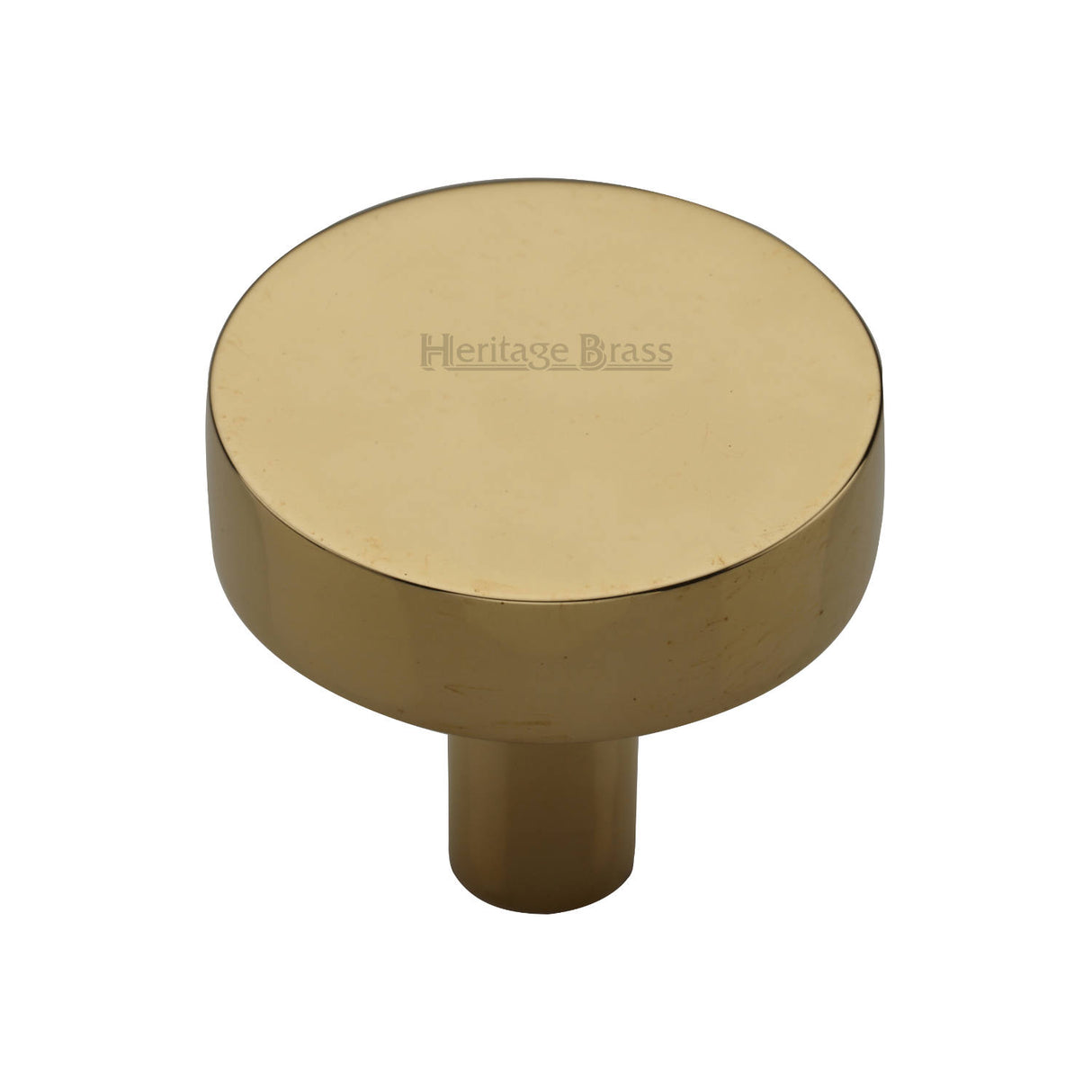 High quality image of Heritage Brass Cabinet Knob Disc Design 32mm Unlacquered Brass finish | Sku. C3880 38-ULB | available from Trade Door Handles.