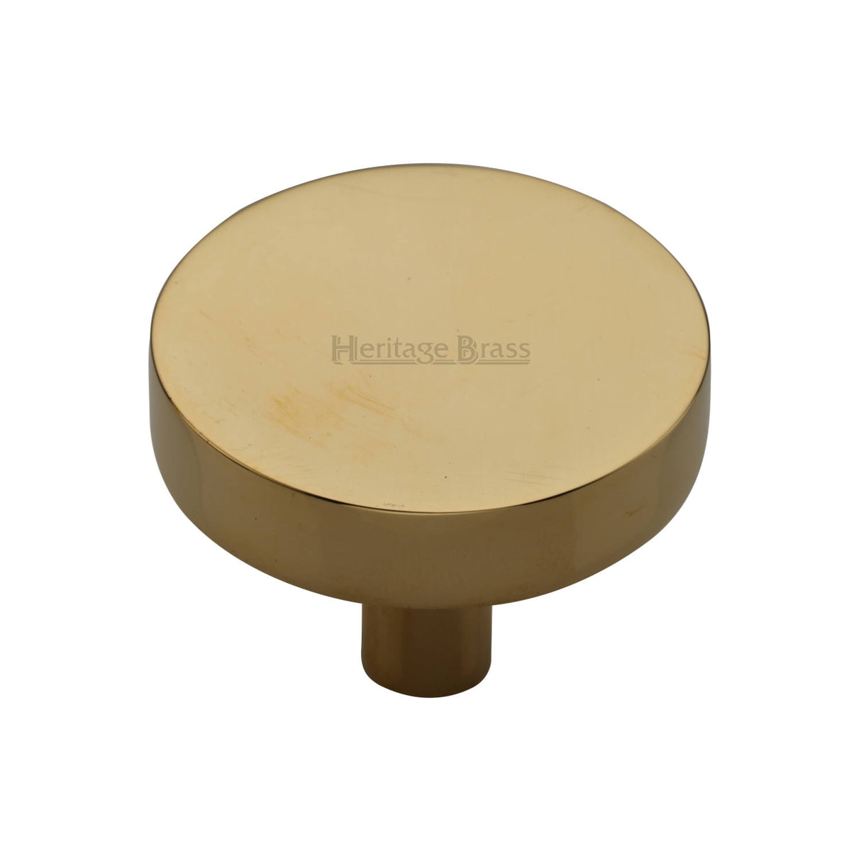 High quality image of Heritage Brass Cabinet Knob Disc Design 38mm Unlacquered Brass finish | Sku. C3884 32-ULB | available from Trade Door Handles.