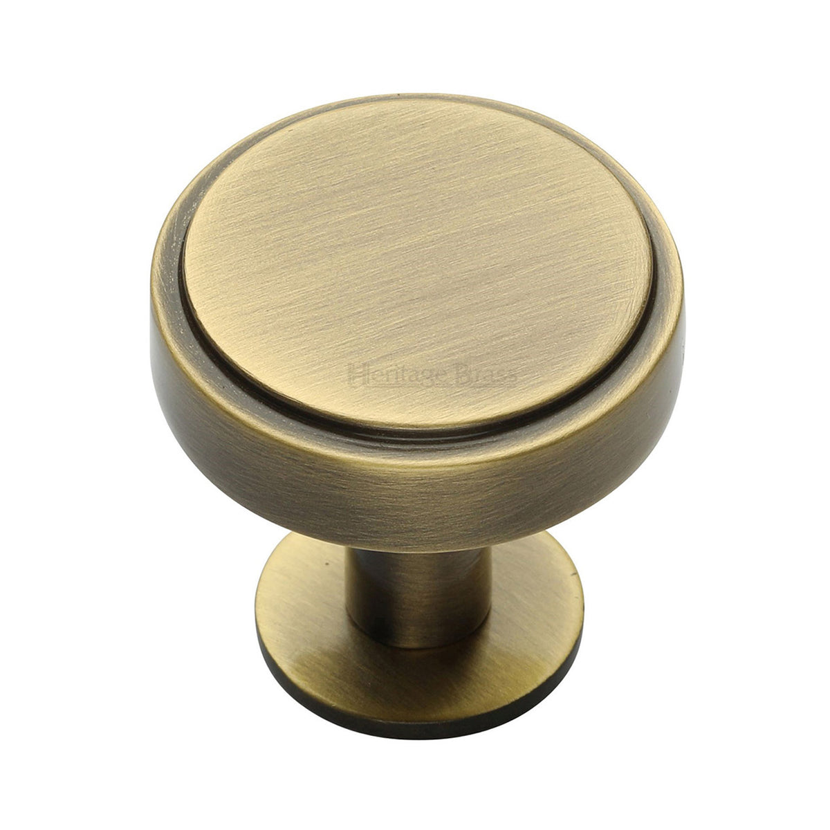 High quality image of the Heritage Brass Cabinet Knob Stepped Disc Design with Rose 38mm Antique Brass Finish | Sku. c3954-38-at | Discounted prices available from Trade Door Handles
