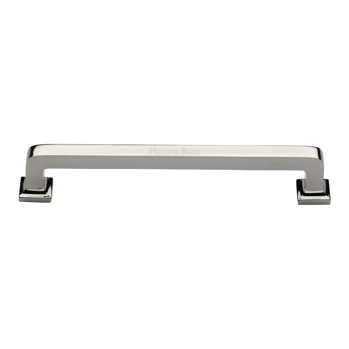 High quality image of the Heritage Brass Cabinet Pull Square Vintage Design 203mm CTC Polished Nickel Finish | Sku. c3964-203-pnf | Discounted prices available from Trade Door Handles