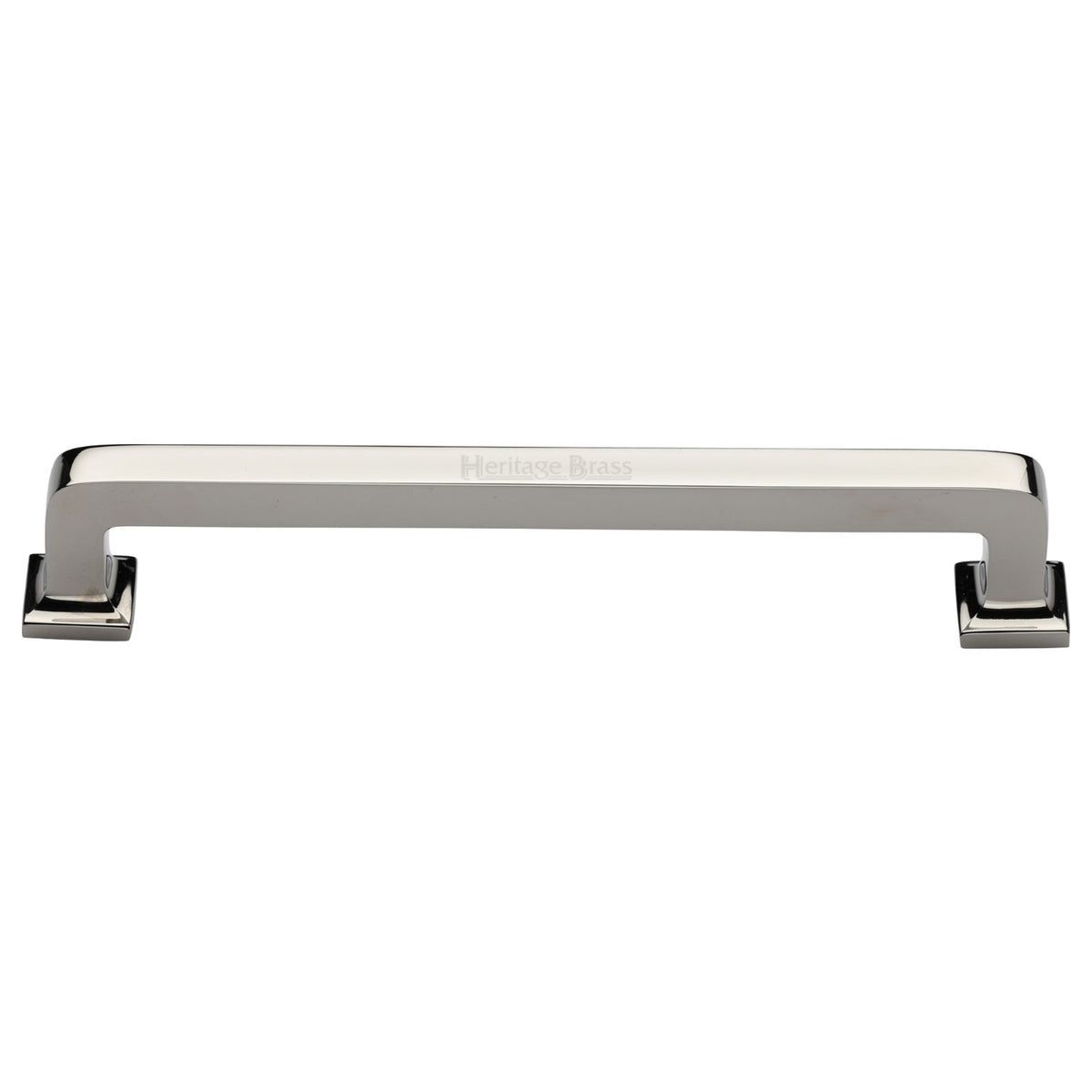 High quality image of the Heritage Brass Cabinet Pull Square Vintage Design 254mm CTC Polished Nickel Finish | Sku. c3964-254-pnf | Discounted prices available from Trade Door Handles