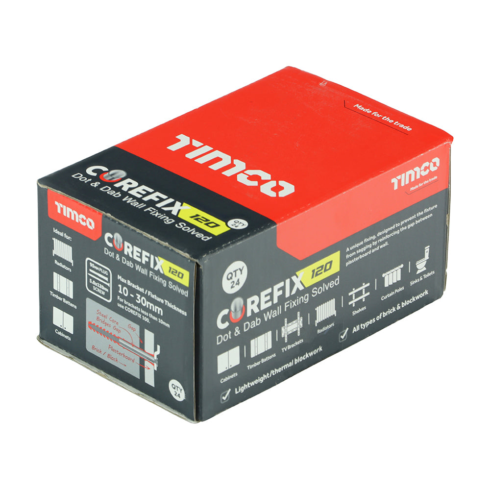 This is an image of Timco - Corefix 120 Dot & Dab Wall Fixing 5.0 x 120mm - (24 PCS Box) CFX024PT