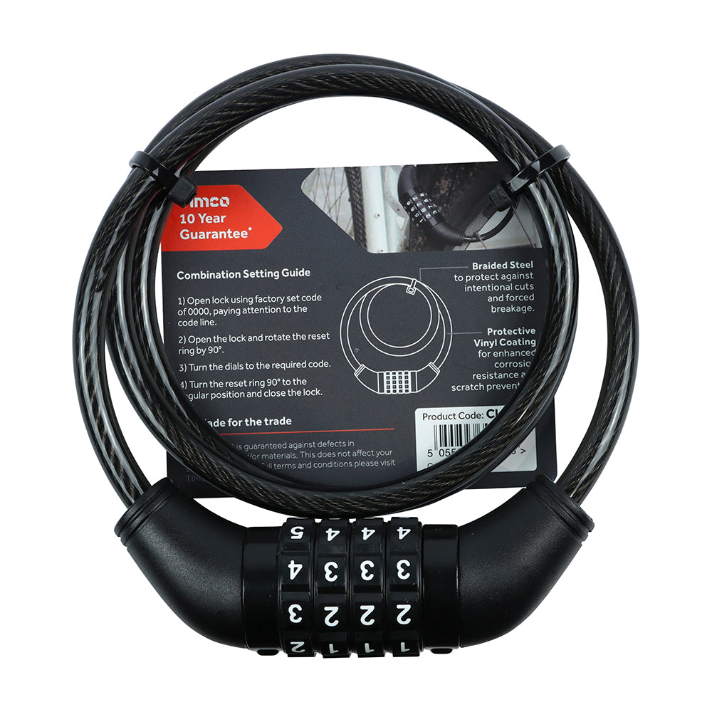 This is an image of Timco - Combination Cable Lock 8mm x 1m (1 Each Backing Card) CL1000