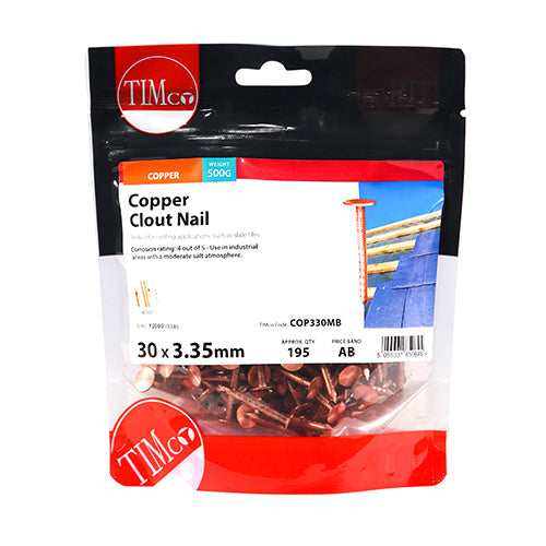 This is an image of Timco - Clout Nails - Copper 30 x 3.35mm (0.5 Kg TIMbag) COP330MB