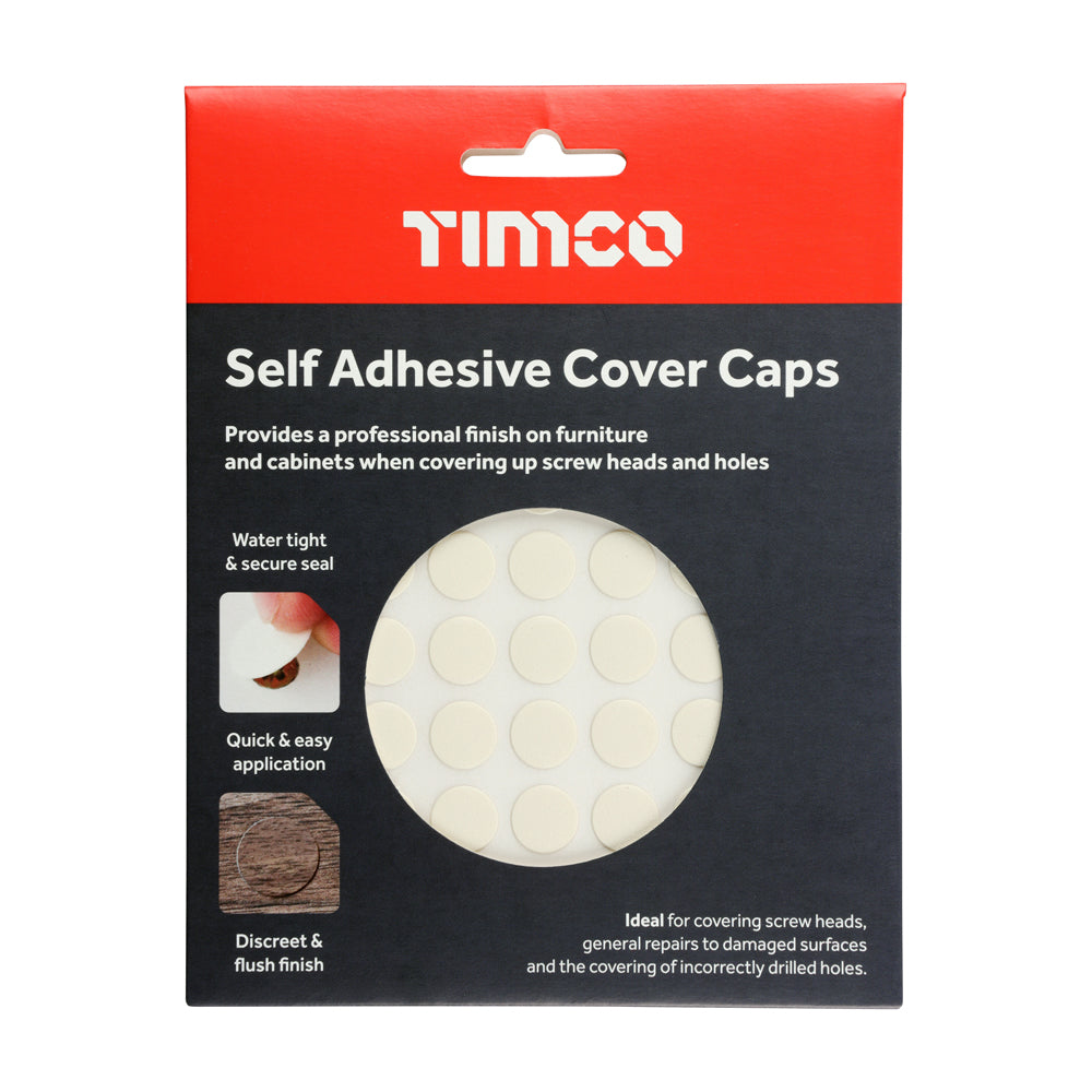 This is an image of Timco - Self-Adhesive Cover Caps - Ivory 13mm - (112 PCS Pack) COVERIV13