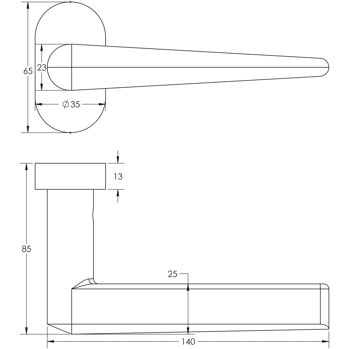 Technical drawing of of CRES - CR-107 Antique Brass Multi Point Oval Rose Door Handle Sku. CR-107C4AB
