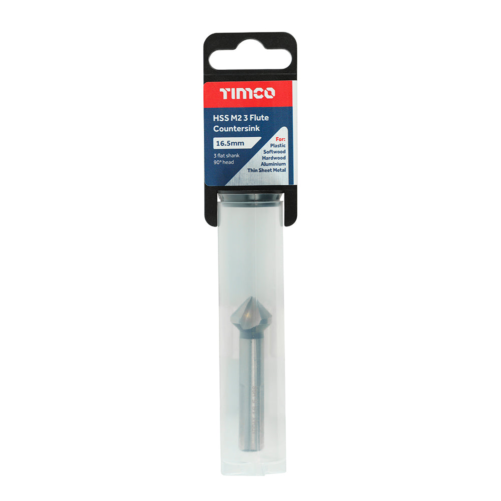This is an image of Timco - 3 Flute Countersink 16.5mm (1 Each Tube) CS165
