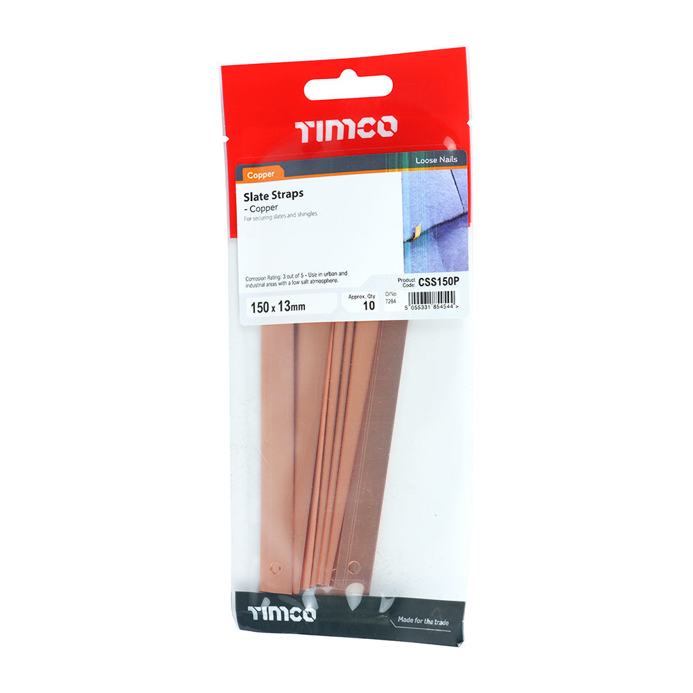 This is an image of Timco - Slate Straps - Copper 150 x 13mm (10 PCS TIMpac) CSS150P