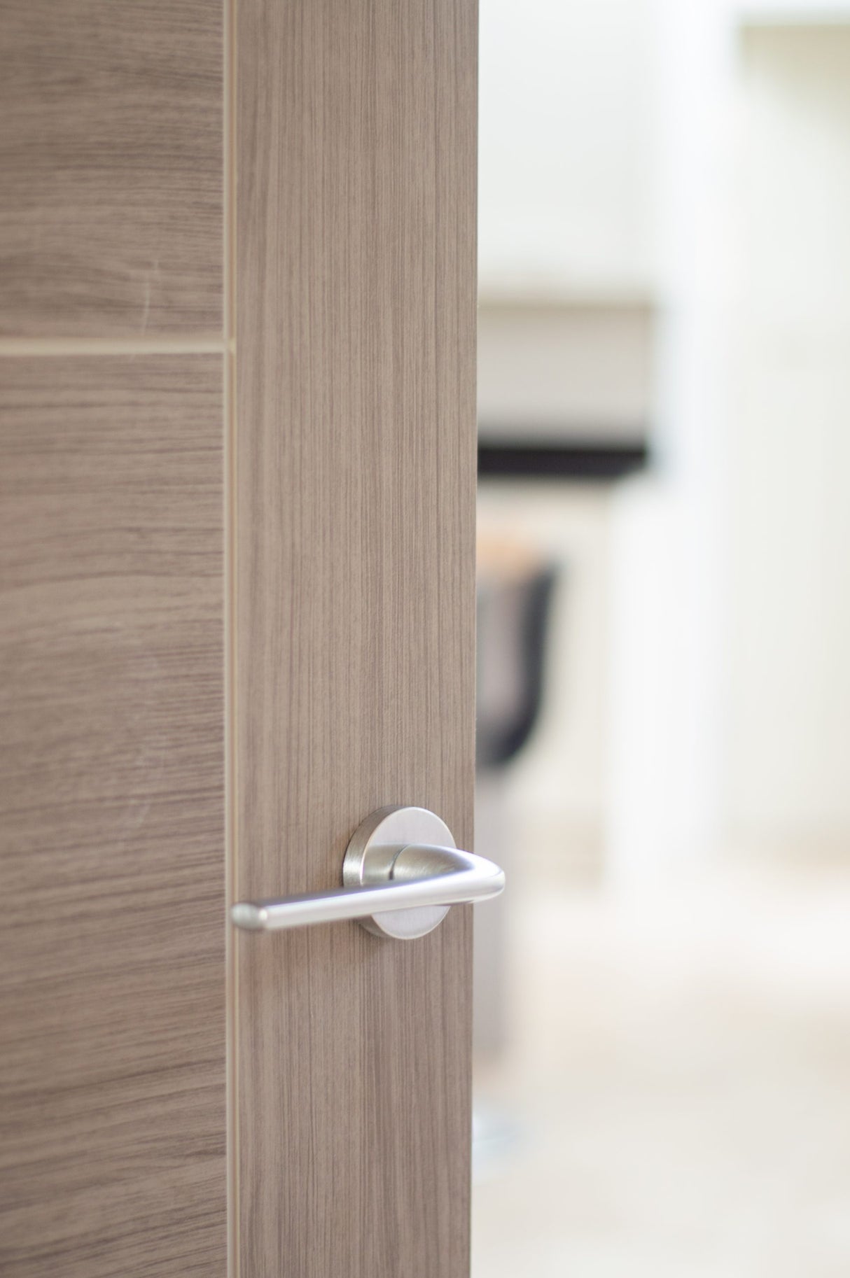 Quality image of CleanTouch Anti-Bac Forme Asti Lever Door Handle on Minimal Round Rose - Satin Chrome | Sku. ctfmr254sc | available from Trade Door Handles.