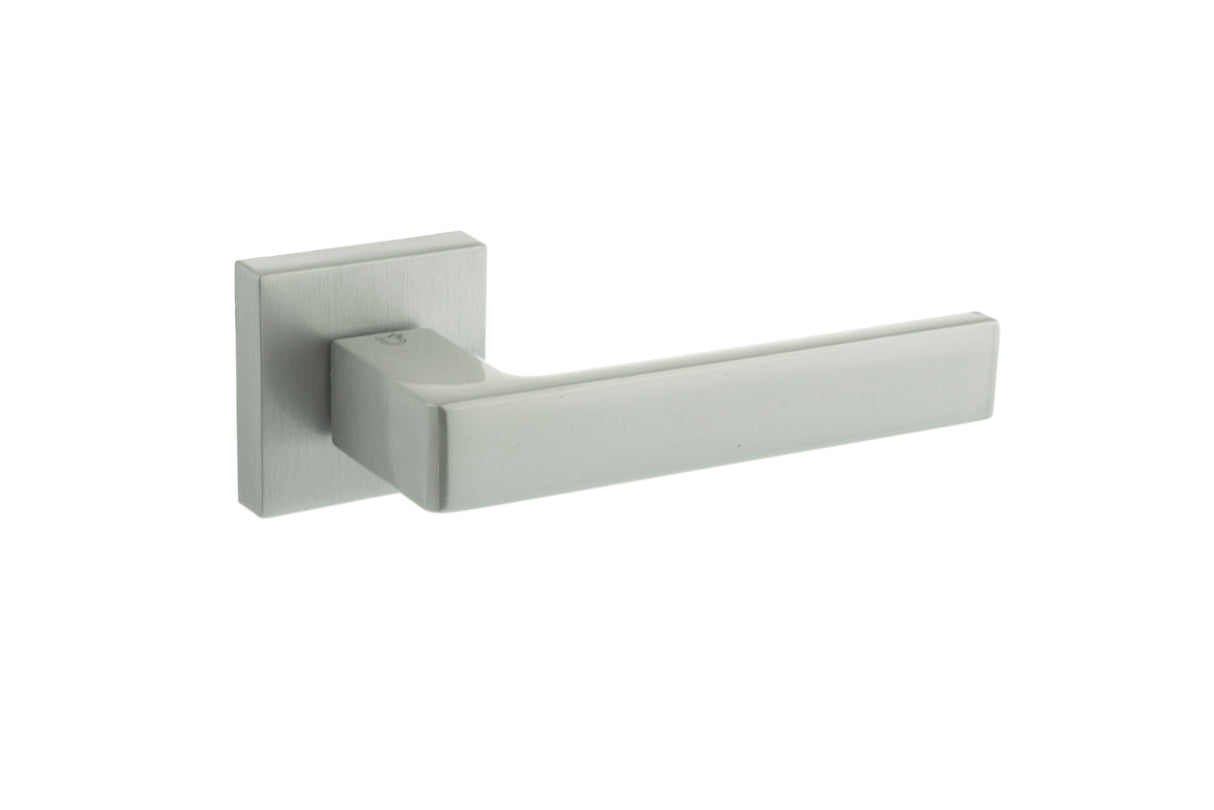 Quality image of CleanTouch Anti-Bac Forme Asti Lever Door Handle on Minimal Square Rose - Satin Chrome | Sku. ctfms254sc | available from Trade Door Handles.