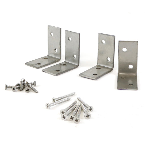 This is an image of Timco - Decking Handrail Bracket Kit - Stainless Steel 4 brackets + 16 screws (1 Each Plain Bag) DHRB