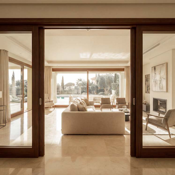 Frelan double pocket door kit fitted example in a home interior