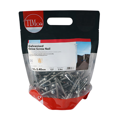 This is an image of Timco - Drive Screws - Galvanised 100 x 5.40mm (2.5 Kg TIMbag) DSN100LB