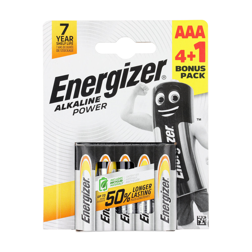 This is an image of Timco - Energizer Alkaline Power Battery AAA (5 Pieces Pack) ENR414981