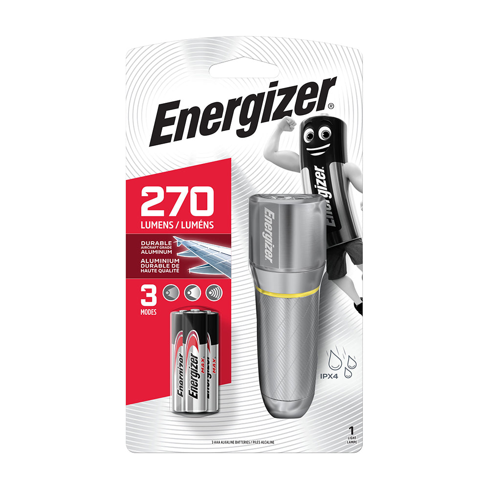 This is an image of Timco - Energizer® LED Vision HD Metal Handheld Torch - 270 Lumen 270 Lumen (1 Each Backing Card) ENR419580