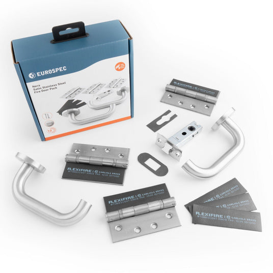 EuroSpec Nera Satin Stainless Steel Fire Door Pack