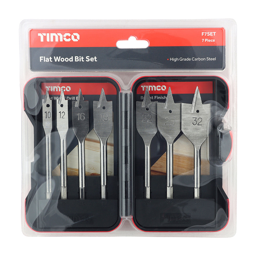 This is an image of Timco - Flat Wood Bit Set 7pcs (7 Pieces Case) F7SET
