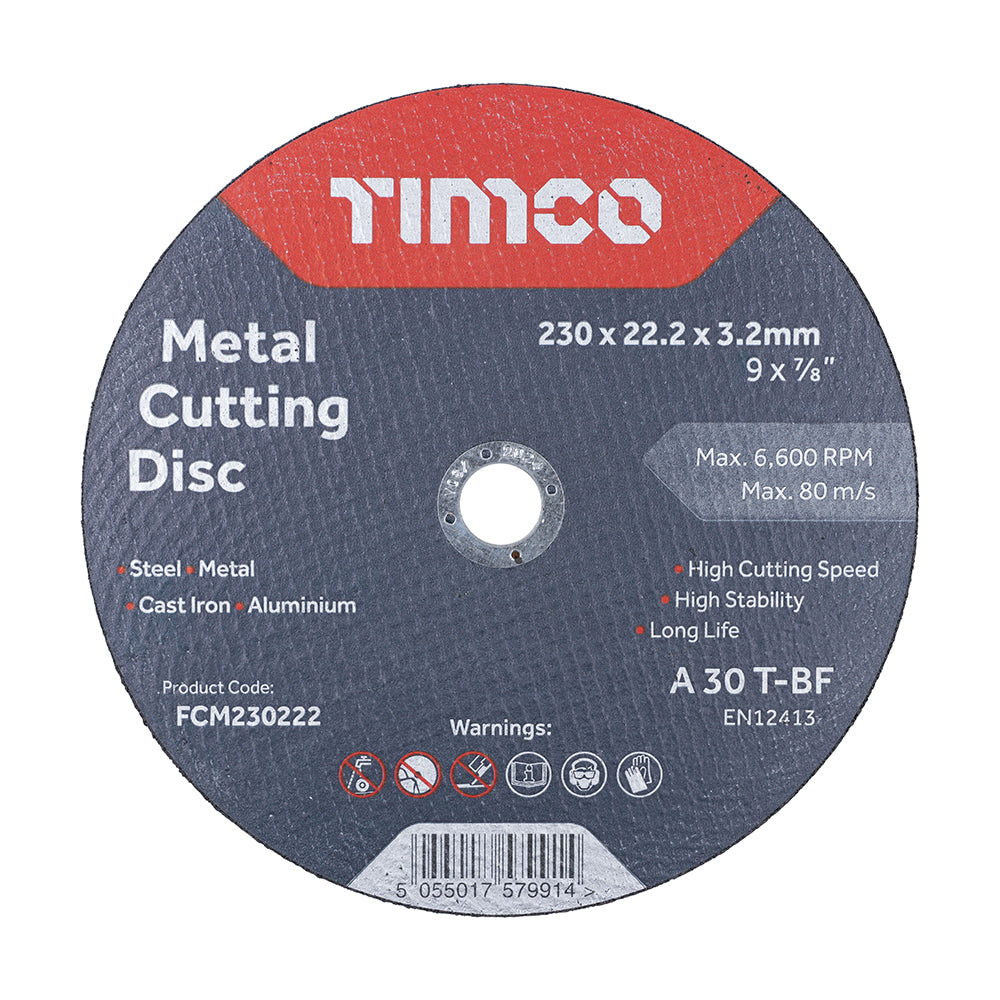 This is an image of Timco - Bonded Abrasive Disc - For Cutting 230 x 22.2 x 3.2 (25 Pieces Box) FCM230222