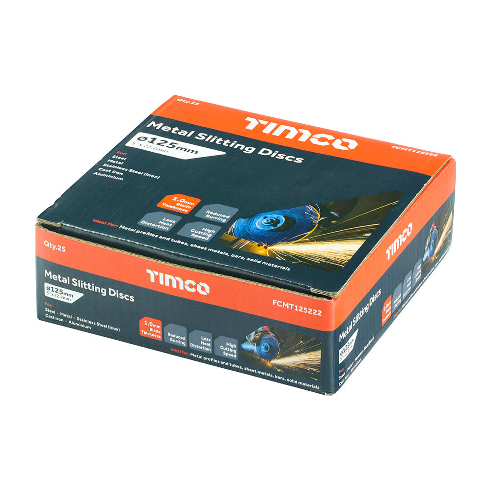 This is an image of Timco - Bonded Abrasive Disc - For Cutting 125 x 22.2 x 1.0 (25 Pieces Box) FCMT125222