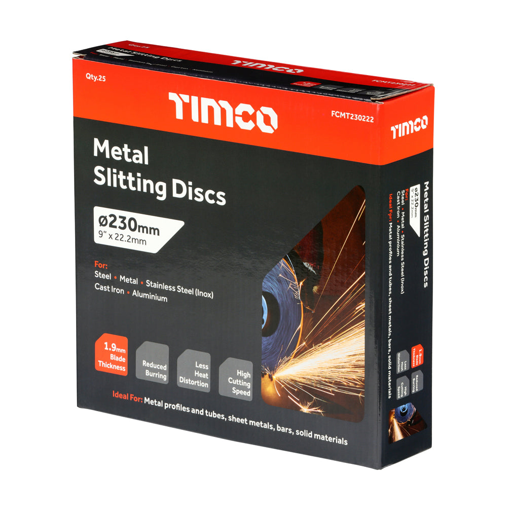 This is an image of Timco - Bonded Abrasive Disc - For Cutting 230 x 22.2 x 1.9 (25 Pieces Box) FCMT230222
