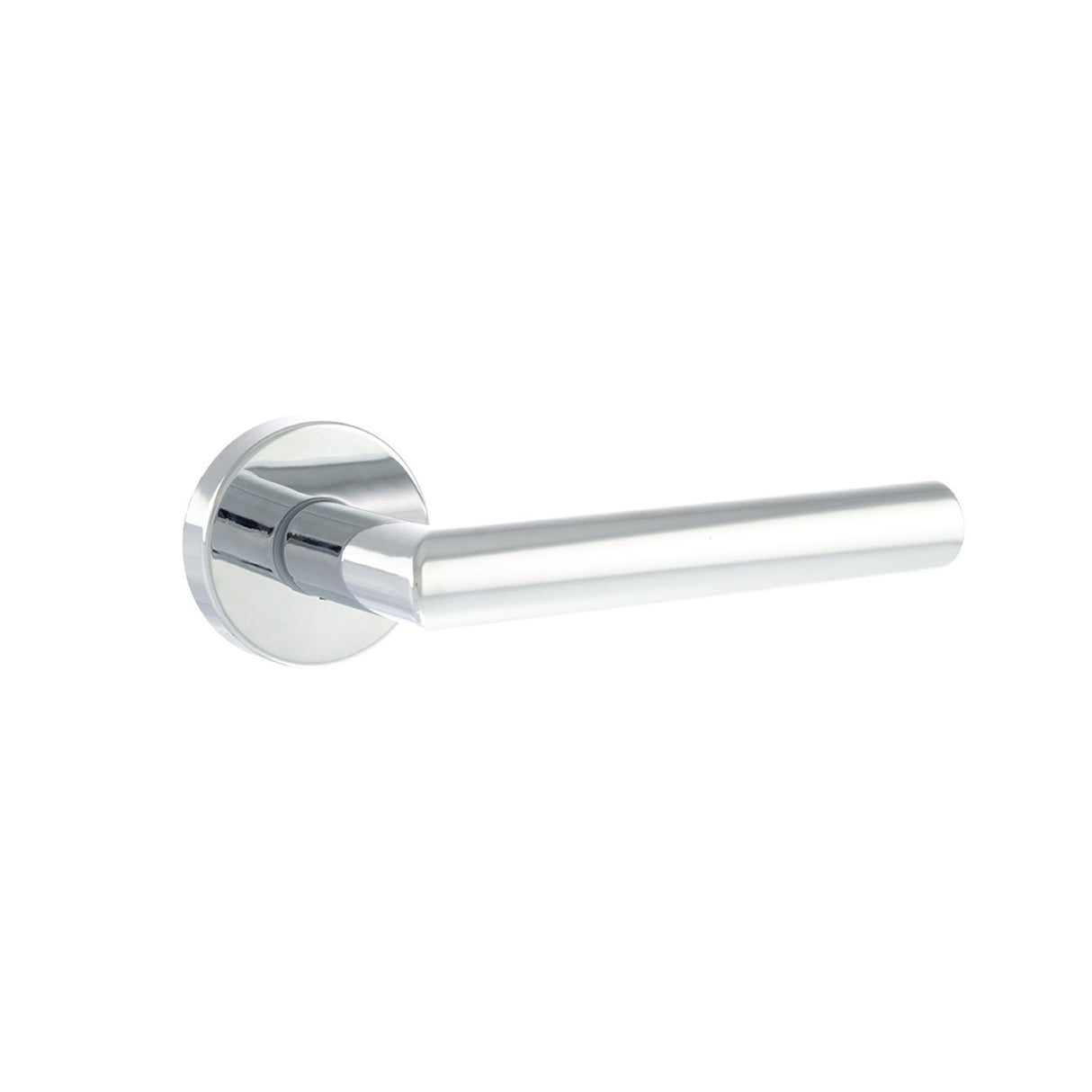Quality image of Forme Elle Lever Door Handle on Minimal Round Rose - Polished Chrome | Sku. fmr236pc | available from Trade Door Handles.