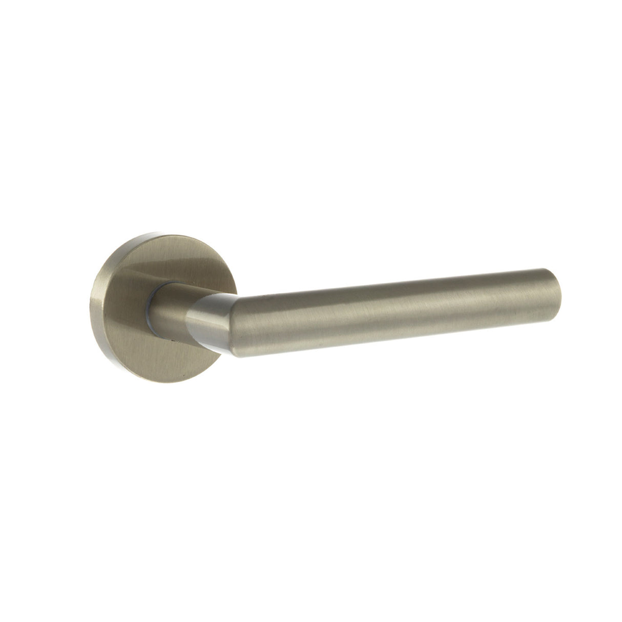 Quality image of Forme Elle Lever Door Handle on Minimal Round Rose - Satin Nickel | Sku. fmr236sn | available from Trade Door Handles.