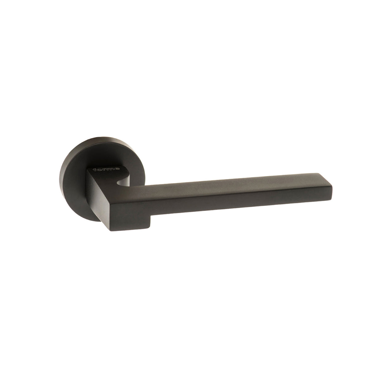 Quality image of Forme Ginevra Lever Door Handle on Minimal Round Rose - Matt Black | Sku. fmr430mb | available from Trade Door Handles.