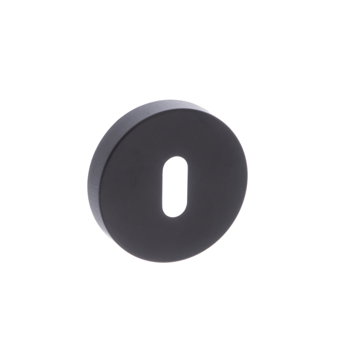 Quality image of Forme Key Escutcheons on Minimal Round Rose - Matt Black | Sku. fmrkmb | available from Trade Door Handles.