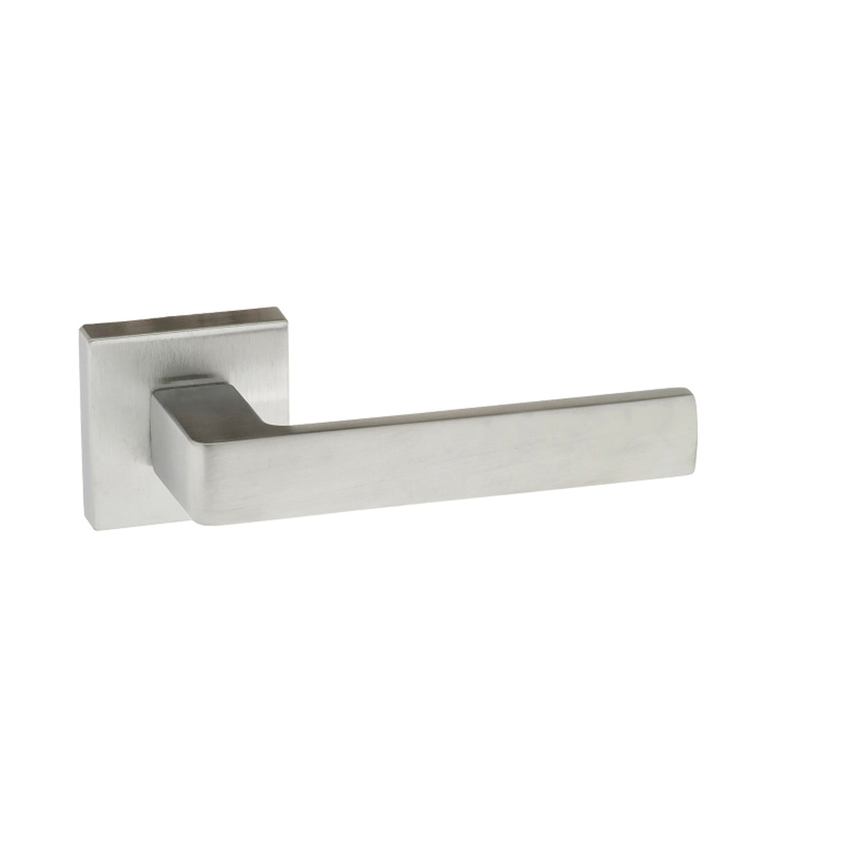 Quality image of Forme Asti Lever Door Handle on Minimal Square Rose - Satin Chrome | Sku. fms254sc | available from Trade Door Handles.