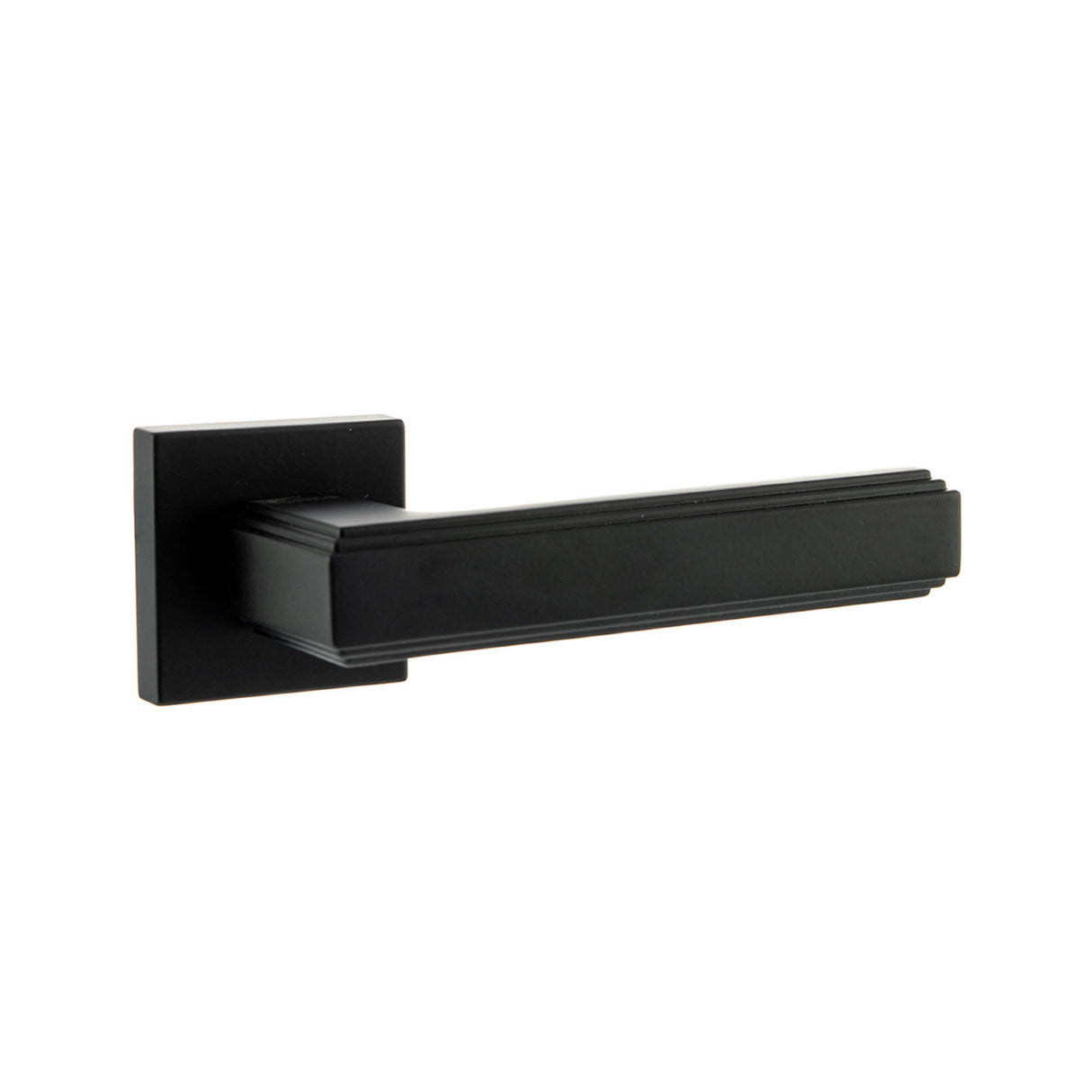 Quality image of Forme Alila Lever Door Handle on Minimal Square Rose - Matt Black | Sku. fms293mb | available from Trade Door Handles.