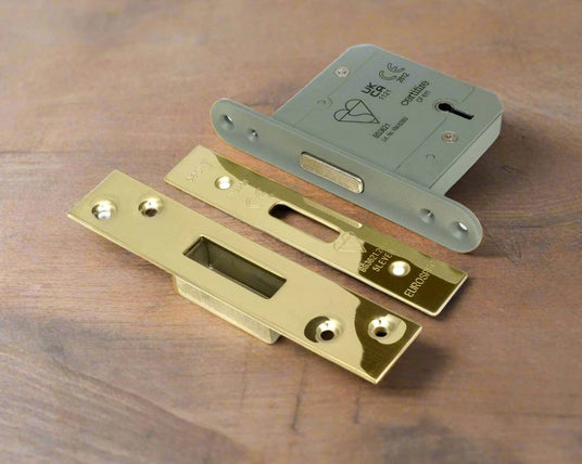 From The Anvil BS 5 Lever Deadlock Polished Brass Sku 91834