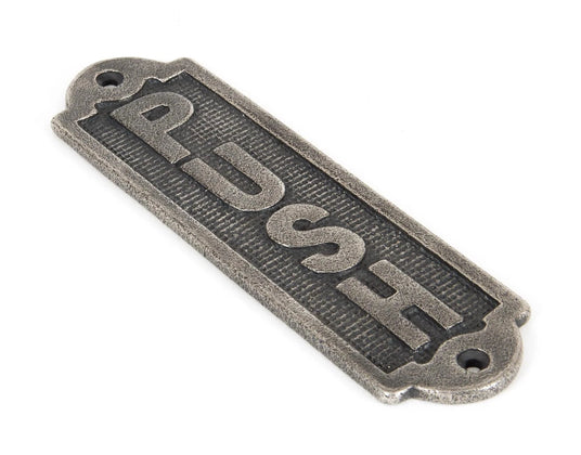 From The Anvil Push sign Antique Pewter SKU. 83683