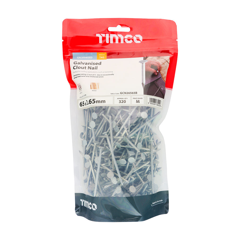 This is an image of Timco - Clout Nails - Galvanised 65 x 2.65mm (1 Kg TIMbag) GCN26565B