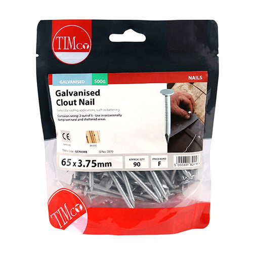 This is an image of Timco - Clout Nails - Galvanised 65 x 3.75mm (0.5 Kg TIMbag) GCN65MB