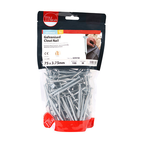 This is an image of Timco - Clout Nails - Galvanised 75 x 3.75mm (1 Kg TIMbag) GCN75B
