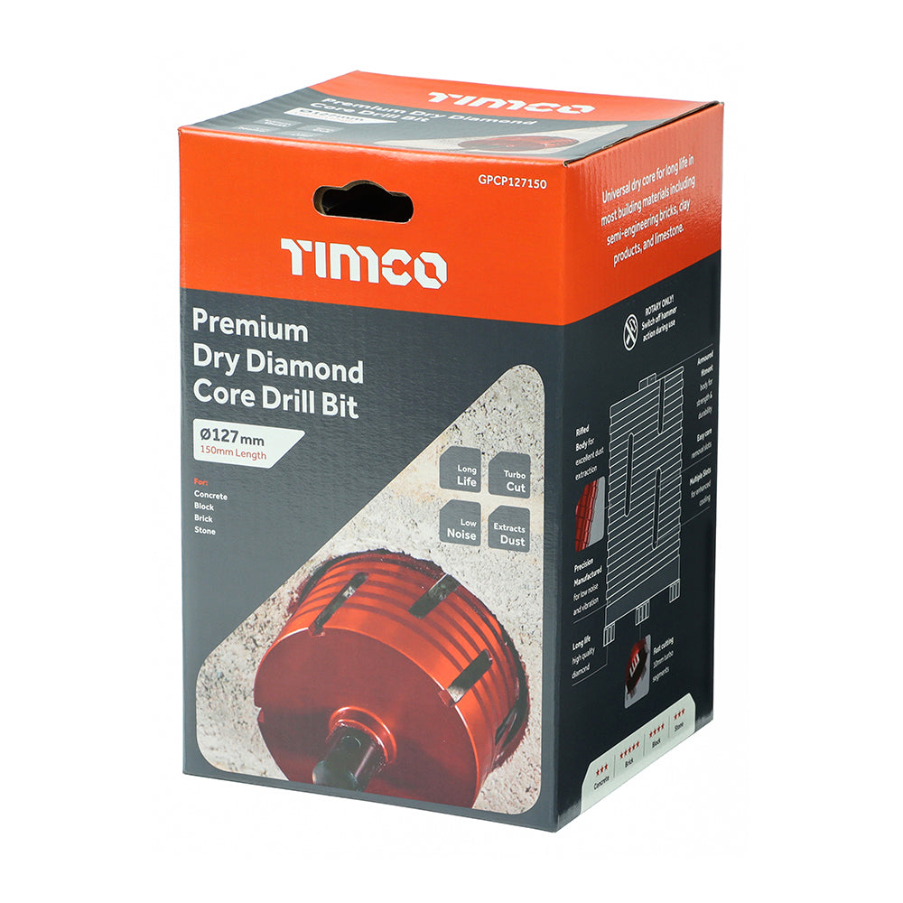 This is an image of Timco - Premium Dry Diamond Core Drill Bit 127 x 150mm (1 Each Box) GPCP127150