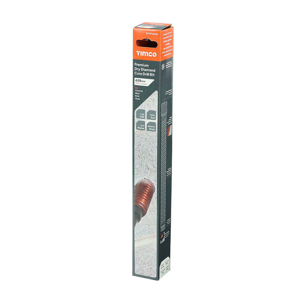 This is an image of Timco - Premium Dry Diamond Core Drill Bit 28 x 300mm (1 Each Box) GPCP28300
