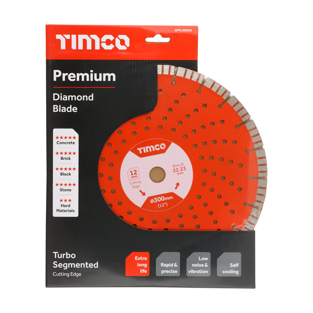 This is an image of Timco - Premium Diamond Blade - Turbo Segmented 300 x 22.2 (1 Each Box) GPPL300222
