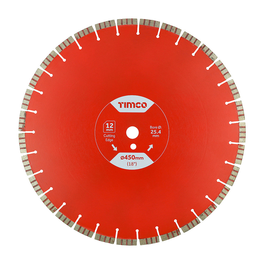 This is an image of Timco - Premium Diamond Blade - Turbo Segmented 450 x 25.4 (1 Each Box) GPPL450254