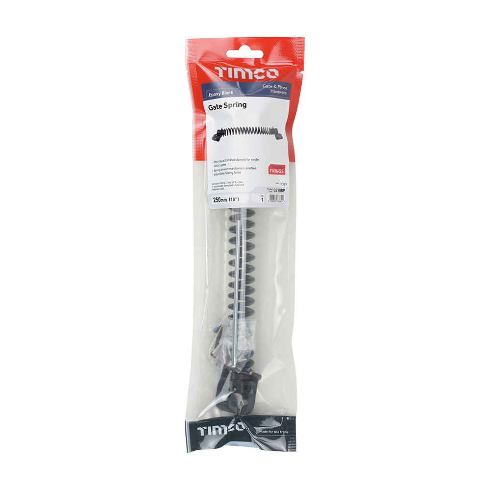 This is an image of Timco - Gate Spring - Black 10" (1 Each TIMpac) GS10BP