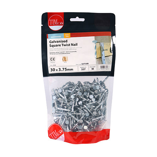 This is an image of Timco - Square Twist Nails - Galvanised 30 x 3.75mm (1 Kg TIMbag) GST30B