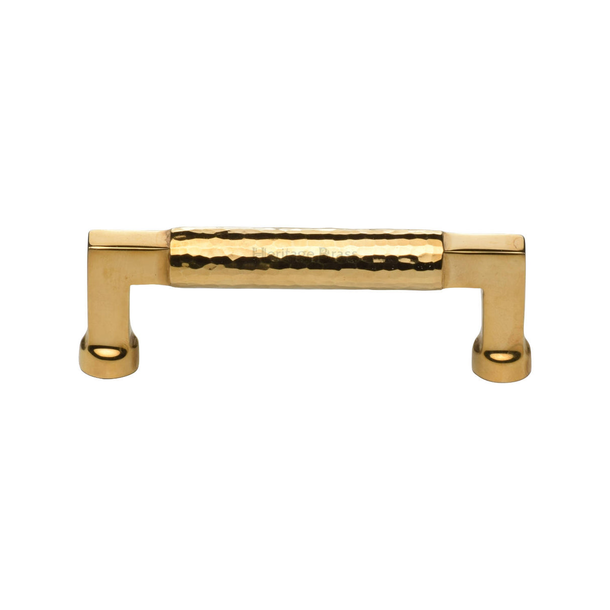 High quality image of Heritage Brass Cabinet Pull Bauhaus Hammered Design 101mm Unlacquered Brass finish | Sku. HAM0312 128-ULB | available from Trade Door Handles.