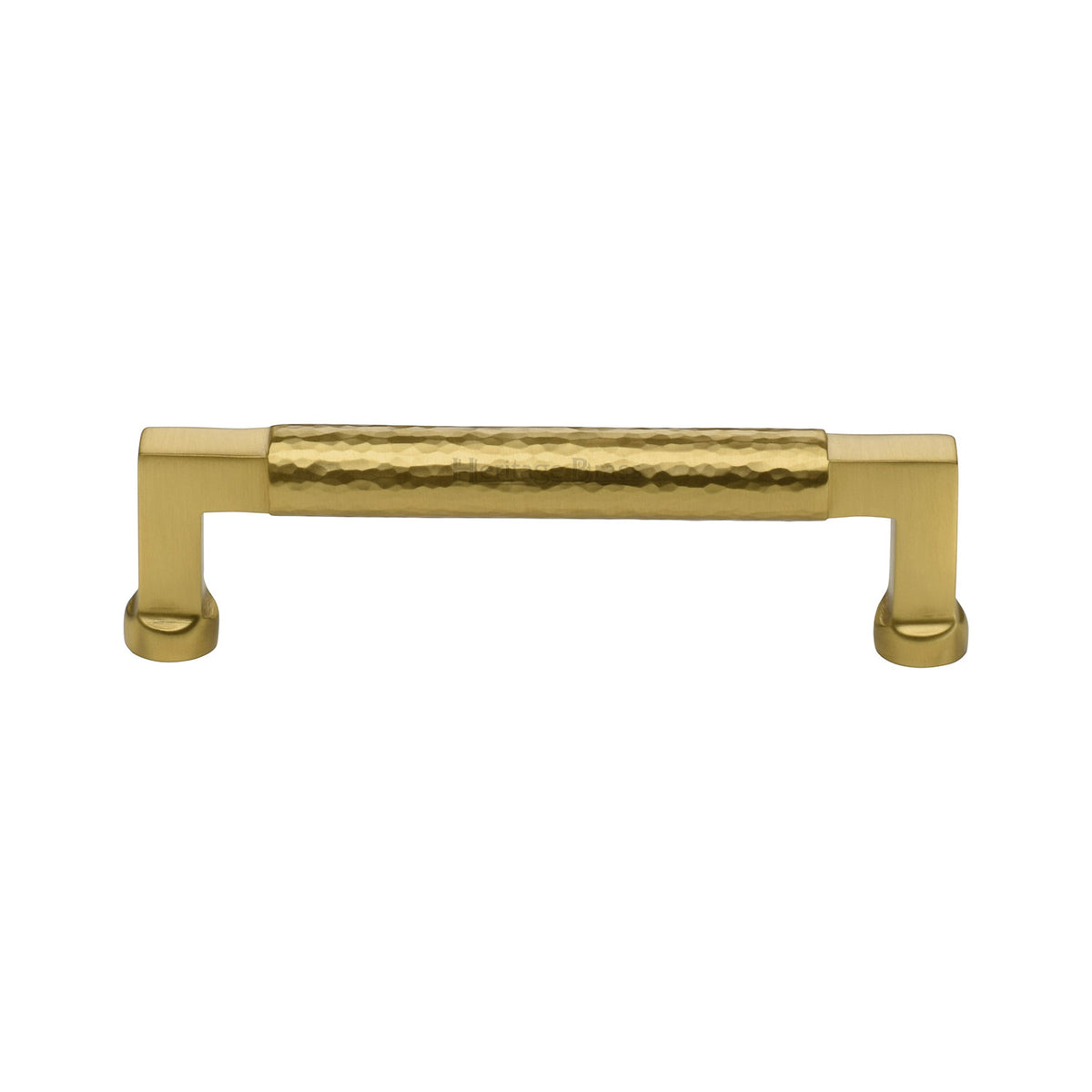 Heritage Brass Cabinet Pull Bauhaus Hammered Design 128mm CTC Satin Brass Finish