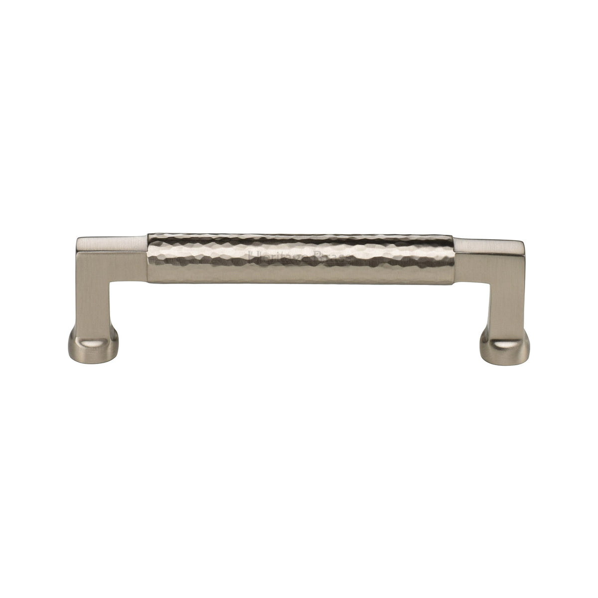 Heritage Brass Cabinet Pull Bauhaus Hammered Design 128mm CTC Satin Nickel Finish