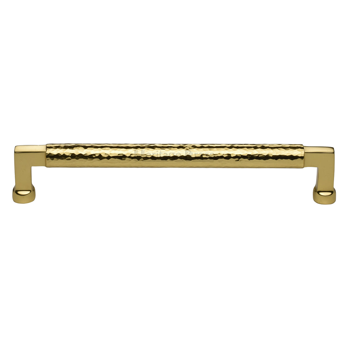 Heritage Brass Cabinet Pull Bauhaus Hammered Design 203mm CTC Polished Brass Finish