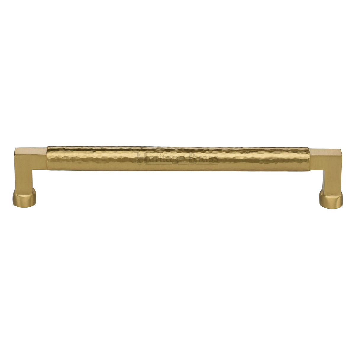 Heritage Brass Cabinet Pull Bauhaus Hammered Design 203mm CTC Satin Brass Finish