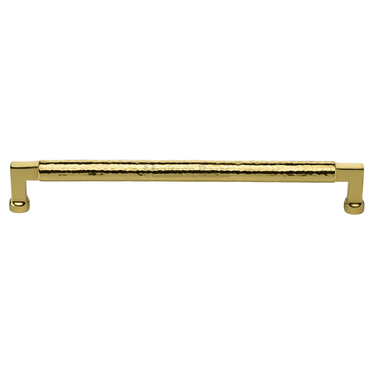 Heritage Brass Cabinet Pull Bauhaus Hammered Design 254mm CTC Polished Brass Finish